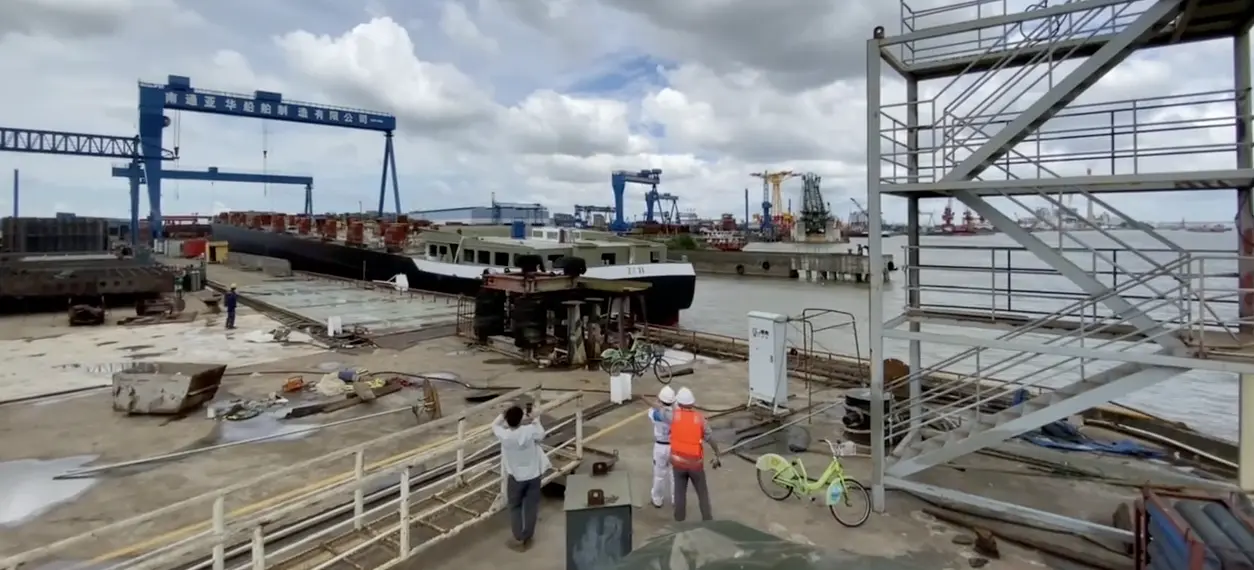 mts fortuna, ams barging, shipyard, china, shipbuilding, newbuild, hvo electric, mts felicitas, launch